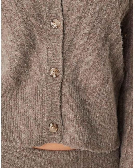 Vila Brown Cable Knit Cardigan Co-ord