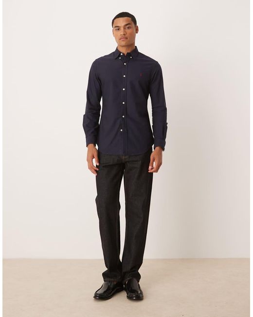 Polo Ralph Lauren Blue Icon Logo Slim Fit Garment Dyed Oxford for men