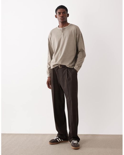 ASOS Natural Heavyweight Oversized Boxy Long Sleeve T-shirt for men