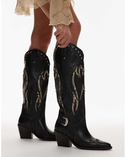 Bronx Natural Next-low-kole Buckle Western Knee Boots