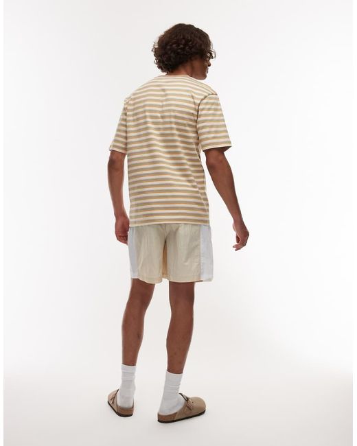 Parlez White Copa Contrast Panel Relaxed Shorts for men