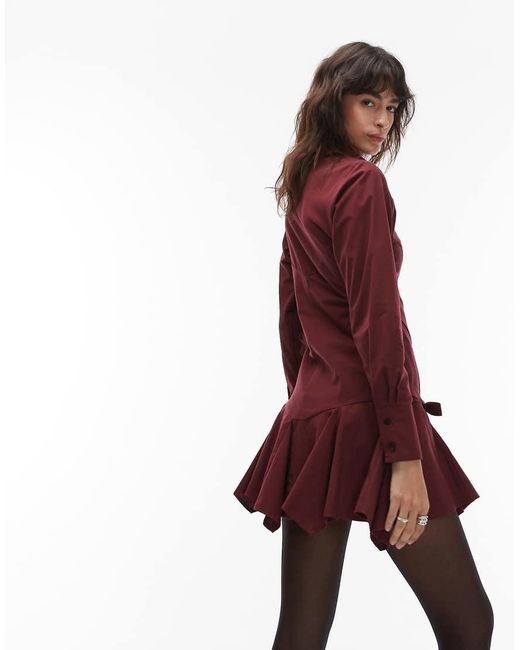 ASOS Red Shirt Mini Dress With Tie Waist Detail