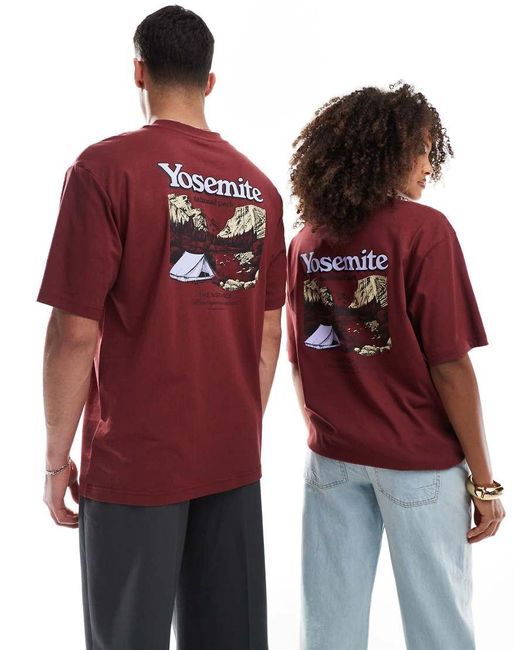 The North Face Red Yosemite Postcard Backprint Oversized T-shirt