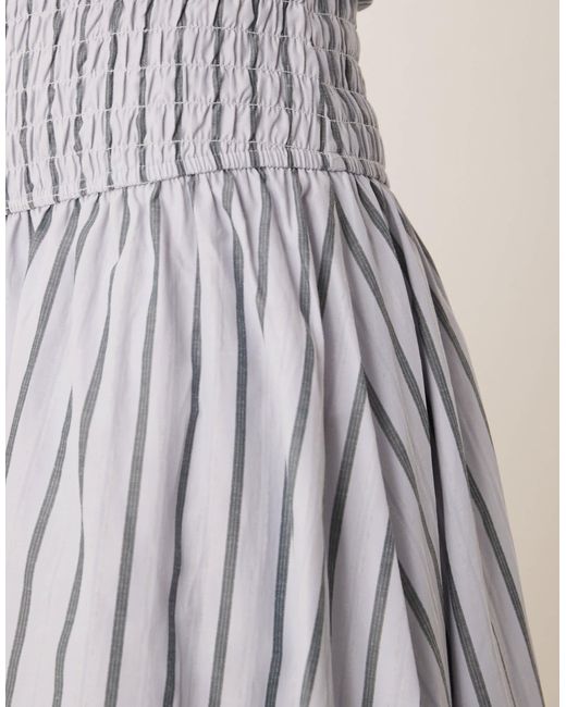 Glamorous White Shirred Drop Waist Maxi Dress