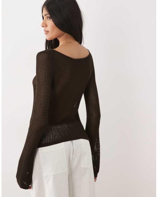 Mango Brown Crochet Beach Top