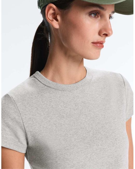 Oysho White Fitted Rib Cotton Blend T-shirt