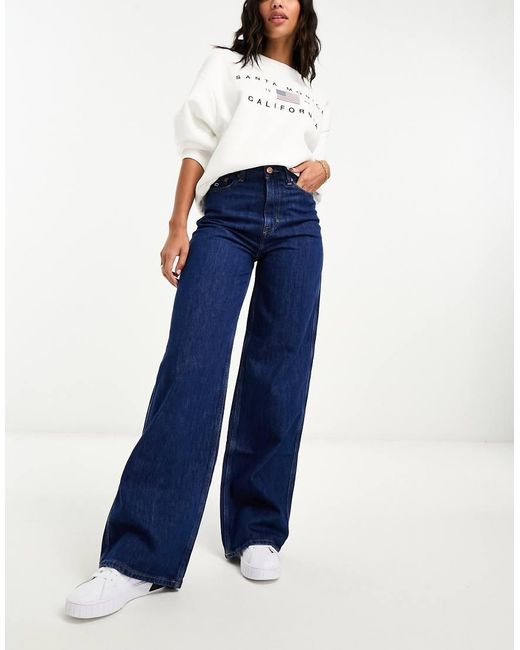 Tommy Hilfiger Blue Claire High Rise Wide Leg Side Tab Jeans