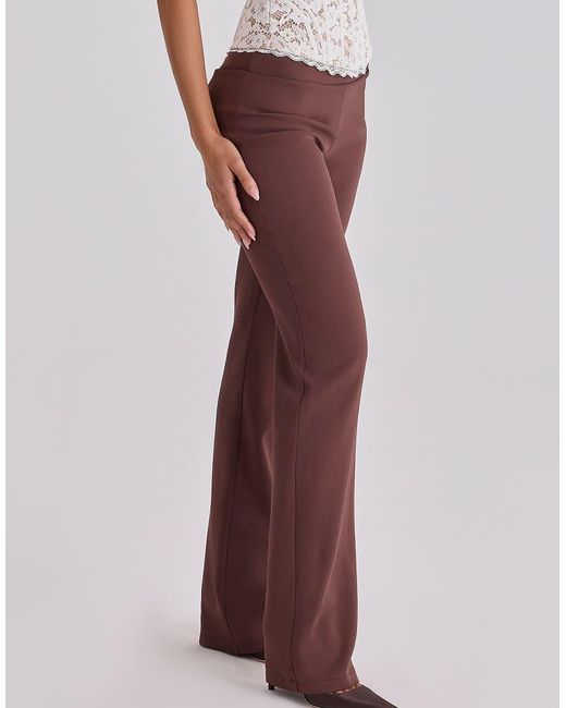 House Of Cb White Chiara Espresso Straight Leg Trousers