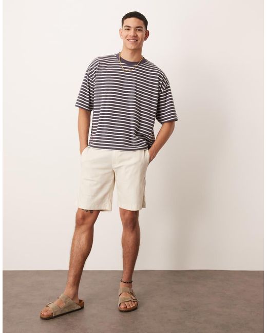 ASOS White Smart Straight Fit Linen Blend Shorts for men