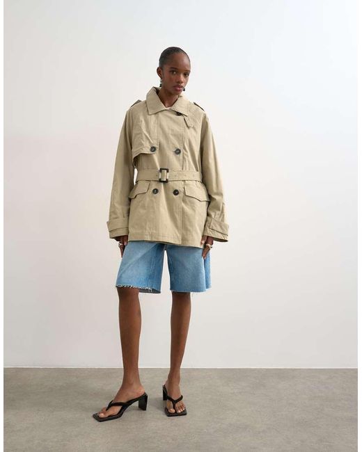 TOPSHOP White Short Belted Mac