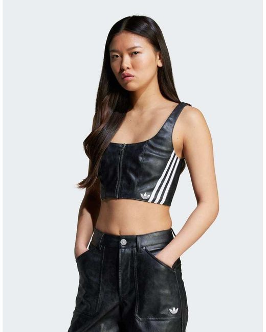 Adidas Originals Black Adilenium Season 3 Vintage Faux Leather Top