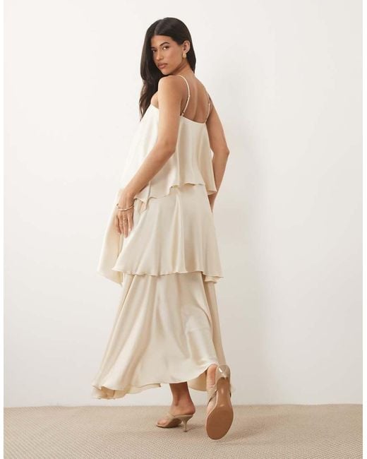 Pretty Lavish Natural Tove Cami Square Neck Extreme Tiered Ruffle Maxi Dress