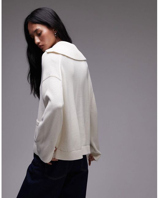 ARKET Gray Knitted Jumper With Large Button Collar