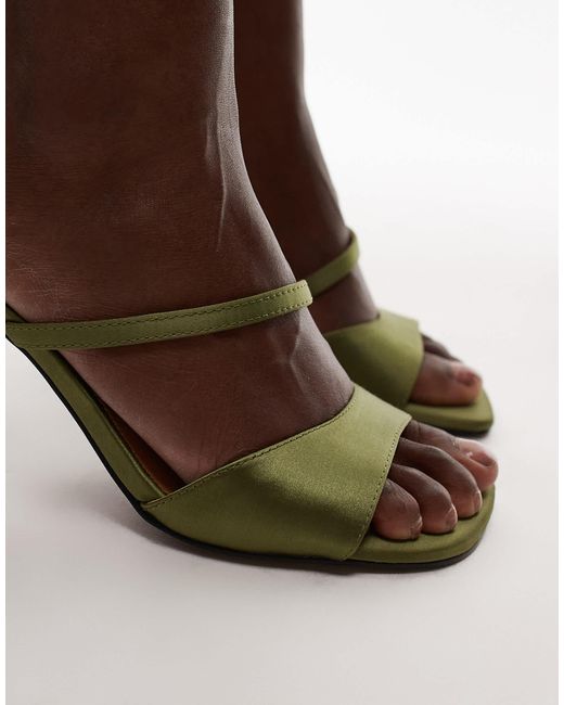TOPSHOP Green Fiona High Heel Mule With Strap