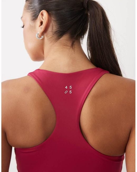 4505 Red Active V-neck Racer Back Medium Support Sports Bra