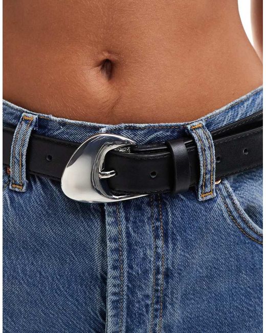 Cinturón Para Vaqueros Con Hebilla Angular De ASOS de color Blue