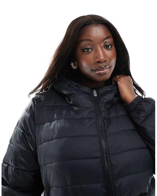 ONLY Black Hooded Puffer Jacket