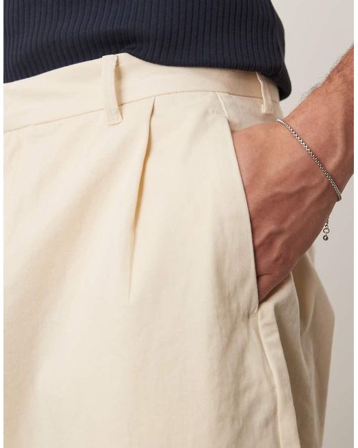 Pantalones De Corte Tapered Extragrande Con Pinzas De -Neutro ASOS de hombre de color Natural