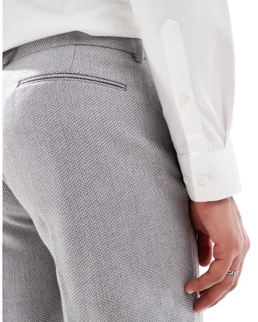 ASOS White Wool Blend Straight Suit Trousers for men