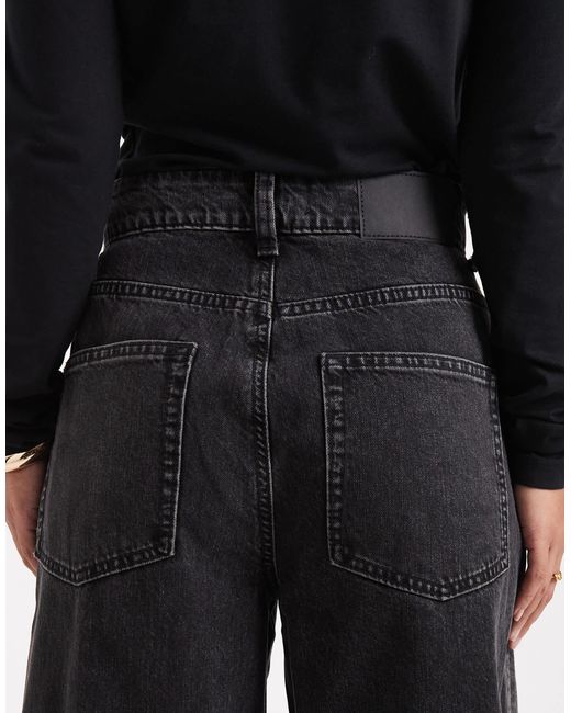 Asos design petite - jean ample à taille haute - anthracite délavé ASOS en coloris Black