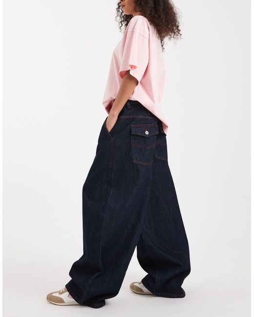 X006 - jean ballon xl à taille basse - bleu brut Collusion en coloris Blue