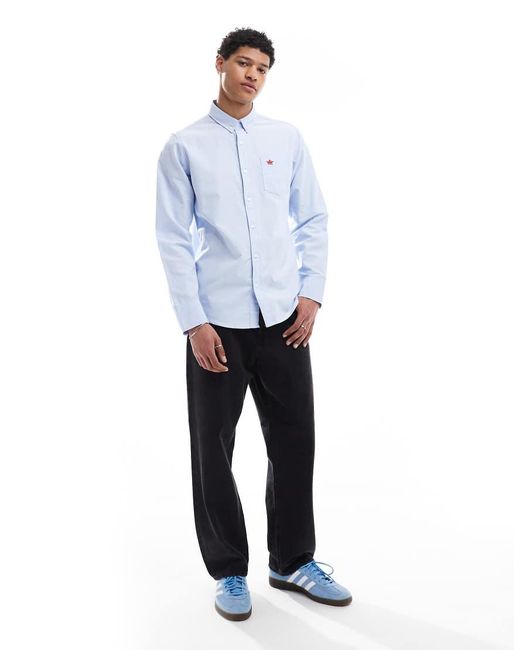 Brave Soul Blue Cotton Long Sleeve Oxford Shirt for men
