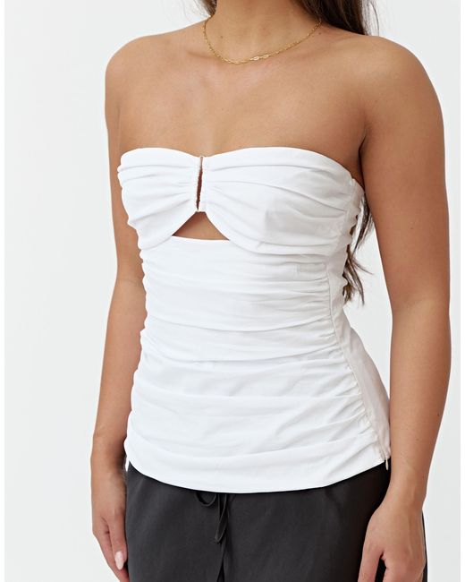 4th & Reckless White Bandeau Cut Out Ring Detail Top