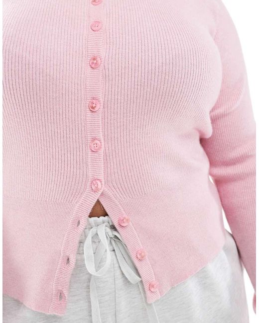 Cárdigan Entallado De Canalé De Asos Design Curve ASOS de color Pink