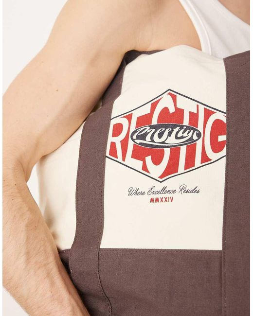 ASOS Tote Tas Met Grafische Print in het Natural voor heren