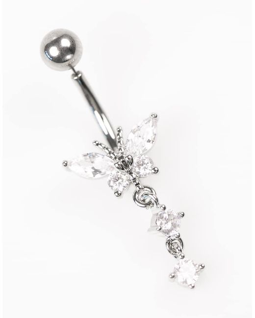 Lovisa White Titanium Cubic Zirconia Butterfly Drop Belly Piercing