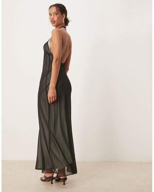 Robe longue doublé épaisseur à dos échancré avec coutures apparentes douces Mango en coloris Natural