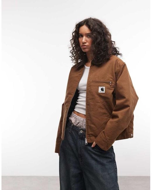 Carhartt Brown Og Detroit Jacket With Contrast Collar