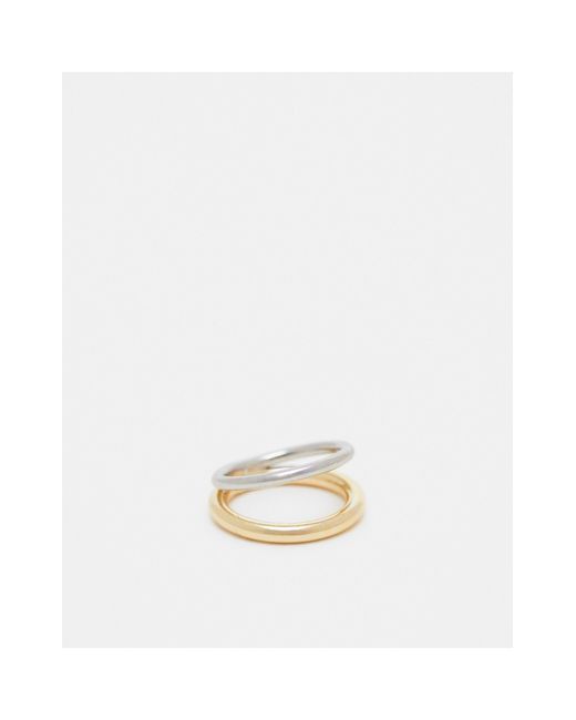 ASOS White Ring With Mixed Metal Double Band Design