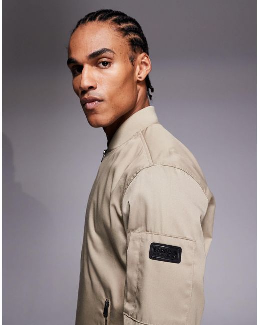 Barbour Natural Tardon Zip Through Logo Bomber Jacket for men