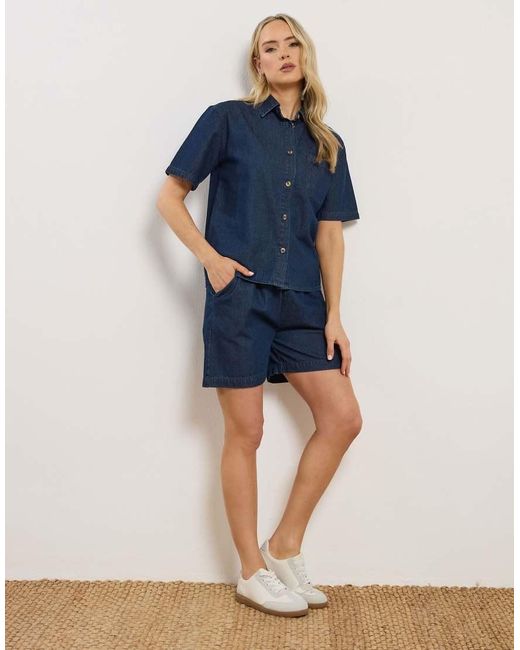 Long Tall Sally Blue Denim Short Sleeve Shirt