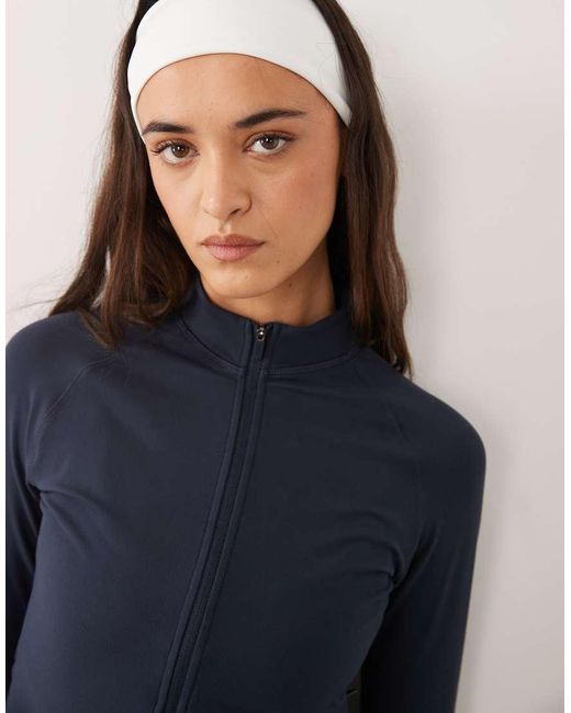 4505 Blue Icon Soft Touch Zip Up Studio Long Sleeve Top