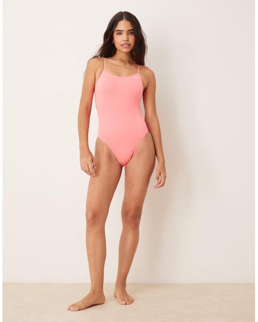 Nike Pink Nike Hydrastrong Cutout Tight Fit Performance Swimsuit