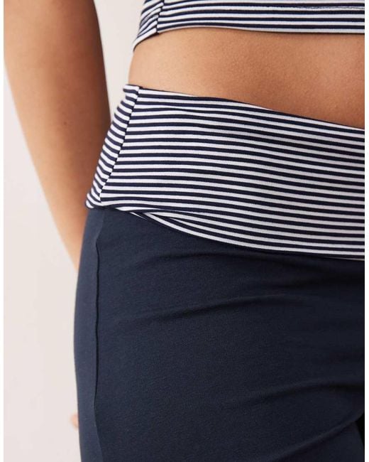ASOS Blue Co-ord Turn Back Stripe Waistband Trouser