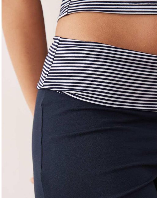 ASOS Blue Co-ord Turn Back Stripe Waistband Trouser