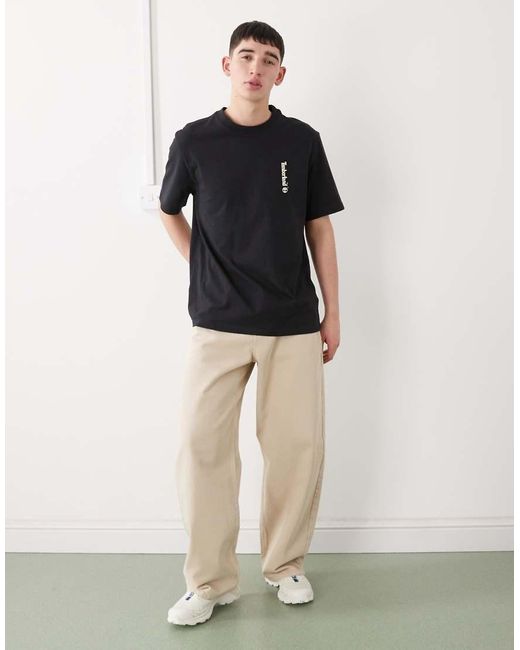 Timberland Black Short-Sleeve 'Oval Logo' Graphic Tee for men