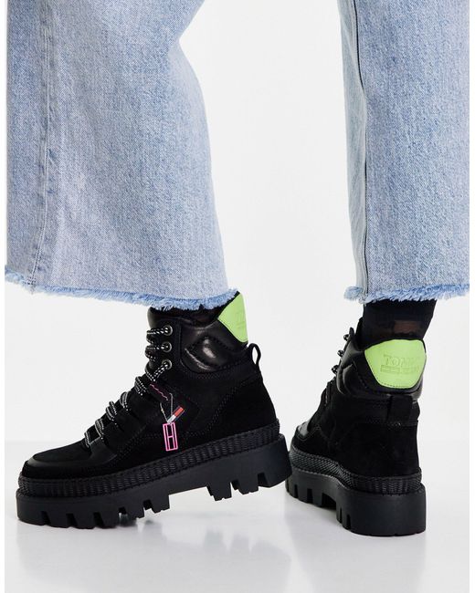 tommy jeans flag logo lace up boots