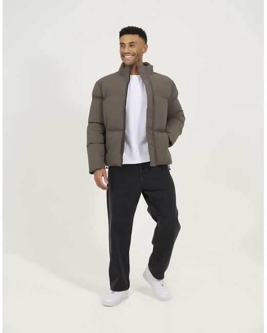 Brave Soul White Funnel Neck Padded Jacket for men