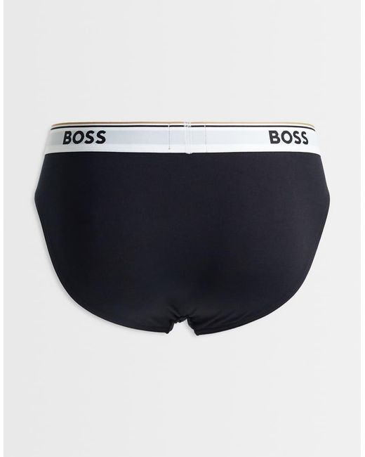 Boss Blue Power 3 Pack Logo Contrast Waistband Briefs for men