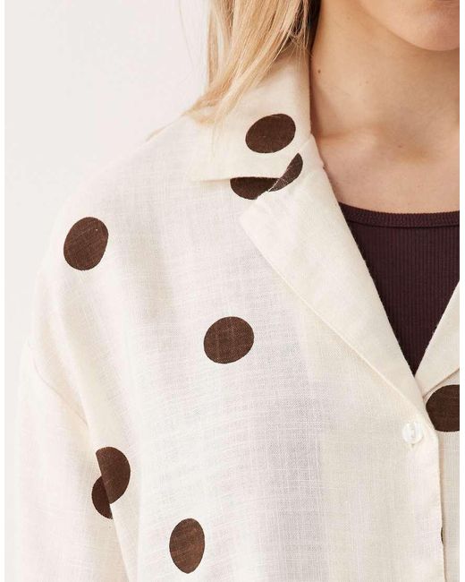 ASOS Natural Revere Collar Linen Co-ord Shirt