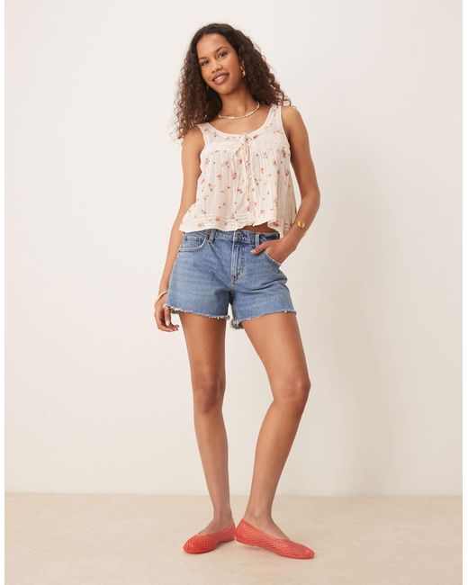 ASOS Blue Button Front Lace Trim Cami