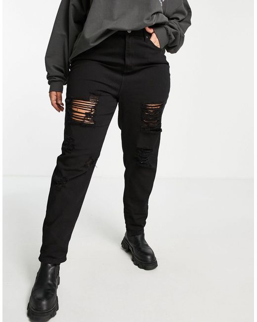 Yours Black Exclusive Super Ripped Mom Jeans