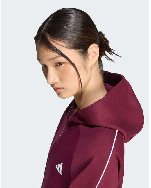 Adidas Originals Red Stadium Small Logo Full Zip Hoodie