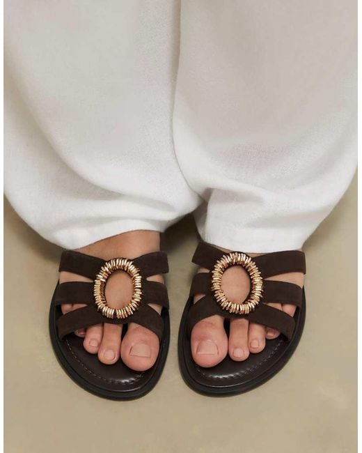 River Island White Beaded Ring Flat Sandals