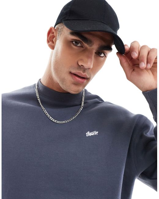 Pull&Bear Blue Stwd Sweatshirt for men