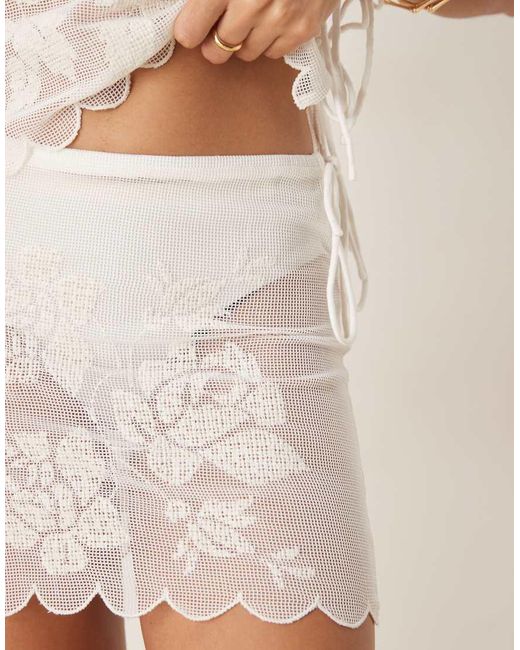 ASOS Natural Co-Ord Mesh Tie Side Mini Skirt